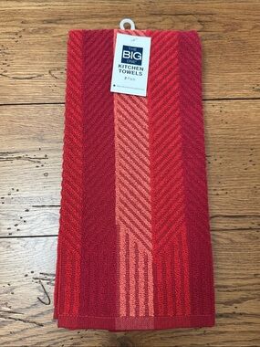 The Big One Red and Coral Striped Kitchen Towels - 2 Pack